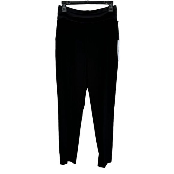 Calvin Klein SZ 2 Career Pants Pocket High-Rise Rear Zip Pleated Waist Black New - Picture 1 of 9